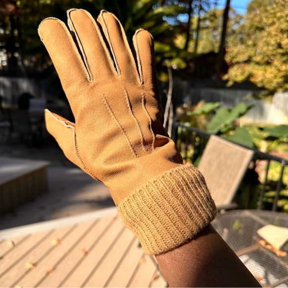Fownes Brown Suede Gloves with Knitted Cuffs NWT - Picture 5 of 16
